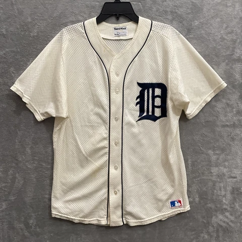 Vtg 80s Detroit Tigers Jersey MacGregor Sand Knit Mens Large Short Sleeve MLB Cover