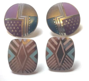 Lote de 2 pares de pendientes vintage de esmalte de abedul laurel quintaesencia y peluche - Imagen 1 de 2