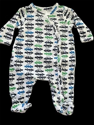 Calzado tejido Nordstrom Baby usado en excelente estado marfil/verde/azul estampado de coche 100 % algodón-recién nacido Foto 1 de 4