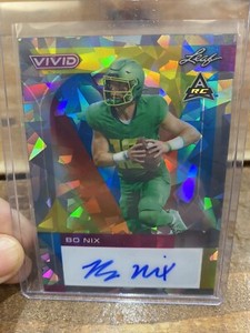 2023 Leaf Vivid Bo Nix Cracked Ice Auto RC #3/9