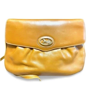 Vintage Celine tanned brown leather shoulder bag with golden logo and carriage. - Picture 1 of 10