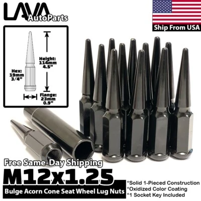 Tuerca de clavo 16x negra 12x1,25 apta para Suzuki Ignis Ciaz Swift Chevy Spark Matiz Foto 1 de 4