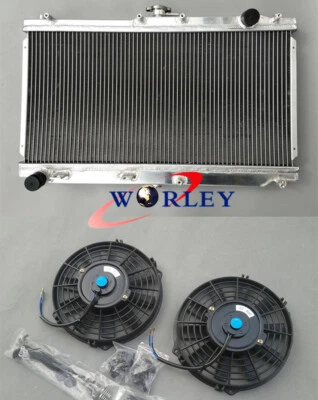 Radiador e ventiladores de alumínio 52 mm para Mazda Miata MX5 1999-2005 2000 2001 2002 03 04 - Imagem 1 de 4