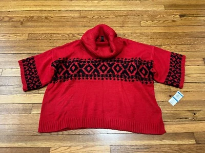 STYLE & Co. Women's Red Cowl Neck Sweater Nordic Pattern Size XL NWT $59.50 - Image 1 of 4