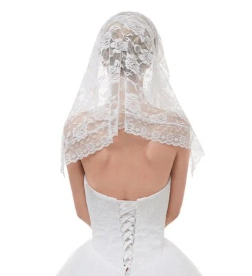 Braut Spitzen Brautschleier Hochzeit Schleier Kopfschmuck Wedding Blumen - Bild 1 von 2