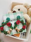 Christmas Special * Polymer Clay Earrings Large Wreath Teddy Bear/ Scrunchies