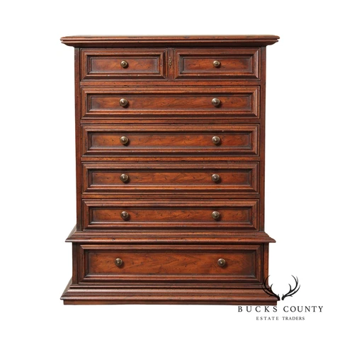 Heritage Vintage Continental Style Walnut Tall Chest of Drawers Cover