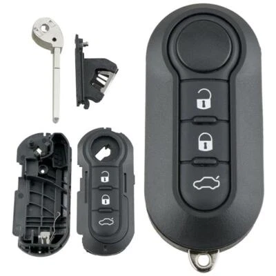 3 Button Car Key Remote Case Shell Folding Housing Fit for Fiat 500 Panda - Image 1 of 4