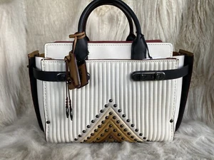 COACH 1941 DOUBLE SWAGGER # 25834 COLORBLOCK QUILTED CHALK LEATHER NWT - Picture 1 of 10