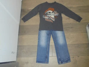 Gap KIds jeans and matching gray skull Rockers Radio shirt outfit set boys 6  - Picture 1 of 7