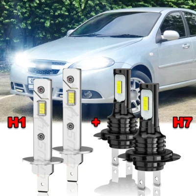 For Chevrolet Optra 2005-2010 4x Combo H1+H7 LED Headlight Kit Hi/Lo Beam Bulbs - Image 1 of 4