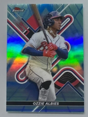 2022 Topps Finest Ozzie Albies Aqua Vapor Refractor /250 #32 Braves - Image 1 of 3