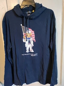 Polo Ralph LaurenTeam USA Flag Bear Olympic Hoodie T-Shirt Sweater Men's Size L - Picture 1 of 7
