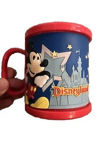 Vintage Disneyland Mickey Mouse Kunststoff 3D Gummi Becher Tasse rot mit Henkel - Bild 1 von 5