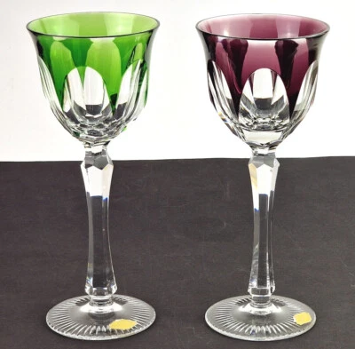 Set 2 Glasses Wine Glass Flashed Glass Hand Cut Original-Etikett R698 - Image 1 of 4