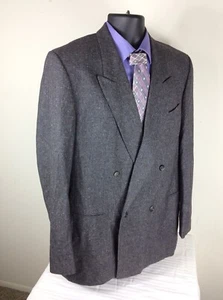 LUIGI BOTTO Lana Doble Pecho Para Hombre Gris Tweed Abrigo Deportivo Chaqueta Blazer 42.5R - Imagen 1 de 10