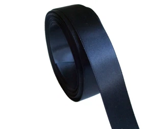 Black Single-Face Satin Ribbon 7/8 inch wide x 3 yards Solid Polyester B57 - Picture 1 of 4