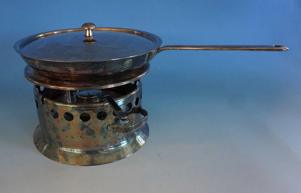 Spring Schweiz Rechaud mit Pfanne Kochset Metall versilbert u.Edelstahl(823-021) - Bild 1 von 4