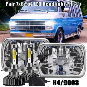 2pcs Fit Chevy G10 G20 G30 Van 1978-1995 5x7" 7x6inch Rectangle LED Headlights - Picture 1 of 18