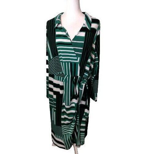 VETEMENTS Abito donna Nine West geometrico incrociato avvolgente nuovo con etichetta elasticizzato taglia 2X