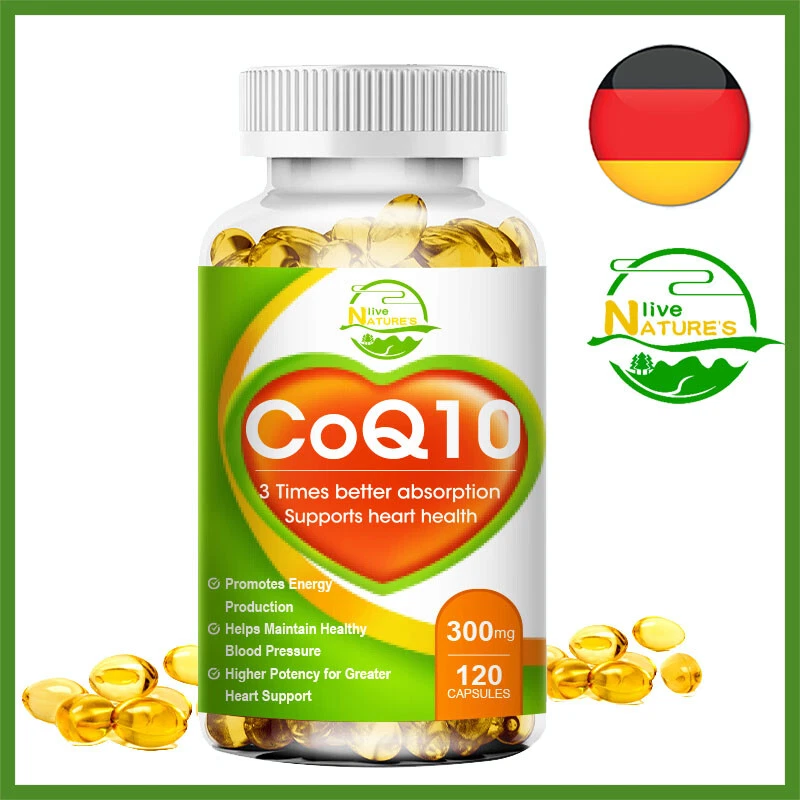 NATURE'S LIVE 300mg Coenzima Q10 Capsule Alto Dosaggio - 120 Capsule - 100% CoQ10 Ubiquinone