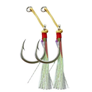 10PCS Slow Metal Jigging Assist Hook Glow Saltwater Single Hook Big Game - Picture 1 of 10