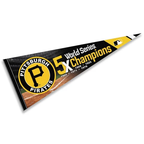 Pittsburgh Pirates 5 Time Champions MLB 12 in X 30 in Pennant Cover
