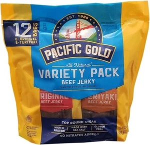 NEW Pacific Gold Teriyaki & Original Beef Jerky - 1.25oz bags (12 Pack) - Picture 1 of 3