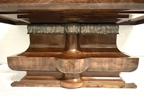 $20 K REAL Art Deco Burled Walnut / Silver-Leaf  Pedestal Dining Table - WOW! Cover