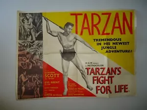 Póster cuádruple británico de Gordon Scott/Tarzán por la vida/U14A/British - Imagen 1 de 1