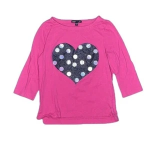 Gap Kids graphic tee pink heart sparkle large sequins t-shirt Size 10 - Picture 1 of 5