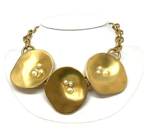 Collar Vintage Años 80 Alexis Kirk Tono Oro y Perlas Imitadas Firmado - Imagen 1 de 8