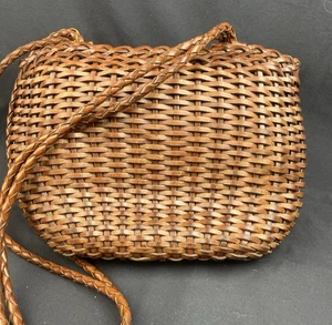 Borsa a tracolla doppia vintage Ellepi fatta a mano in pelle marrone intrecciata dall'Italia - Foto 1 di 14