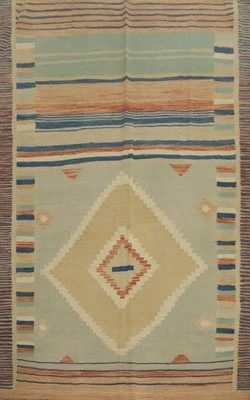 Alfombra reversible tejida a mano Kilim para tinte vegetal 5x7 alfombra de lana contemporánea Foto 1 de 4