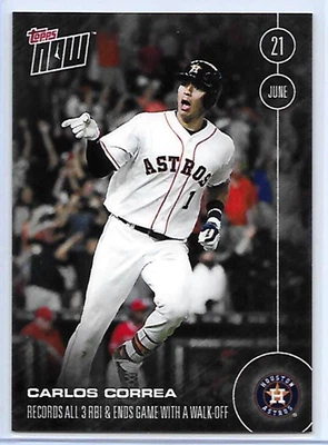 2016 TOPPS NOW CARLOS CORREA Records 3 RBI & Ends Game with Walk-Off PRINT /315 - Image 1 of 2