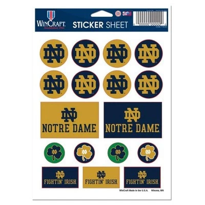 Hoja de pegatinas de vinilo Notre Dame Fighting Irish 17 calcomanías 5x7 pulgadas ¡Envío gratuito! Foto 1 de 2