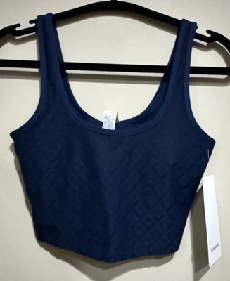 Nuevo con etiquetas Sujetador Lululemon Pequeño Malla Texturizada Tenis Camiseta Corta Integrada Alinear CLBL Azul Foto 1 de 3