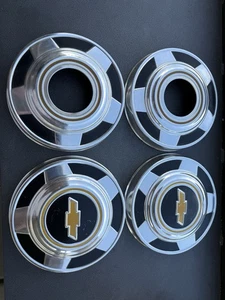 1973-1987 Chevrolet 1/2 ton truck dog dish wheel hubcaps GM OEM 4x4 Set Of 4 - Picture 1 of 16