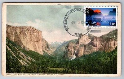 #C141 Yosemite National Park Airmail FDC Maxi Card on Vintage Post Card - Image 1 of 2