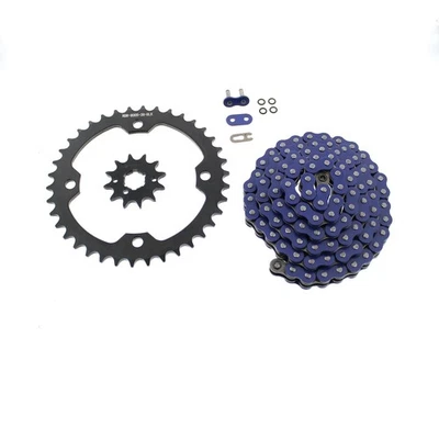 2004 - 2007 Yamaha YFM350 350 Raptor Blue O-Ring Chain and Black Sprocket 12/38 - Image 1 of 4