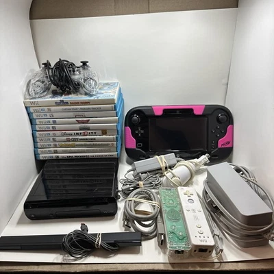 Paquete Consola Wii U (Negro, 32GB) Gamepad, Barra Sensor, 10 Juegos + Extras Foto 1 de 4