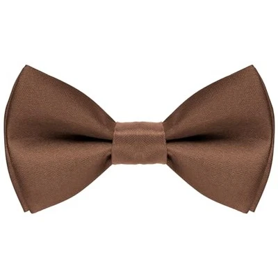 Pajarita para niños clásica color liso satinado cuello ajustable niños café Foto 1 de 4