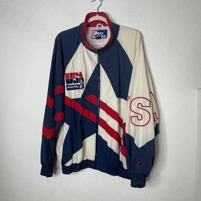 Vtg 90s Pro Player USA Basketball Windbreaker Jacket Size L Multicolor - Image 1 of 4