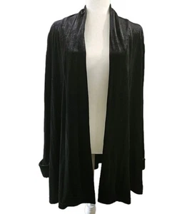 Vtg Mercer & Madison Jacket Womens 2X Black Velvet Open Front Drape Cardigan USA - Picture 1 of 10