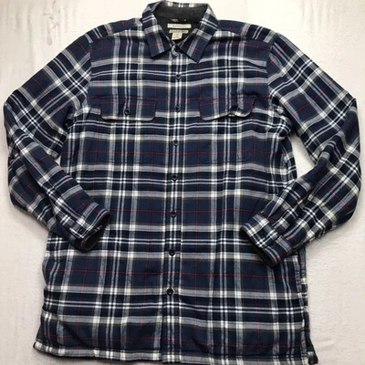 Camisa de franela LL BEAN línea polar chamarra hombre LT alta azul a cuadros exterior GORP Foto 1 de 4