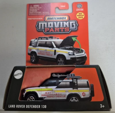 2025 Matchbox Moving Parts - Land Rover Defender 130  White Emergency Rescue NIP - Image 1 of 2