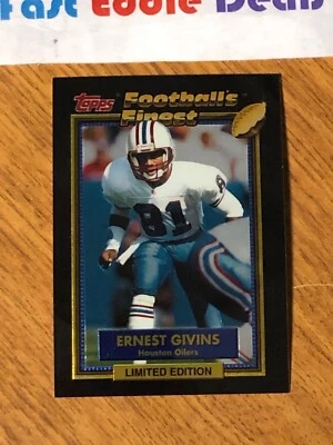 1992 TOPPS NFL FOOTBALL'S FINEST ERNEST GIVINS INSERT CARD 8 OF 44 LIMITED ED - Image 1 of 2