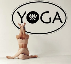 Yoga Inspired Wall Decal, Yoga word with lotus, Motivational Yoga Decor n013 - Picture 1 of 11