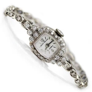 Orologio da polso Vintage Andre Cheval Donna Diamante Quarzo 14K Oro Bianco 0,75ctw - Foto 1 di 11
