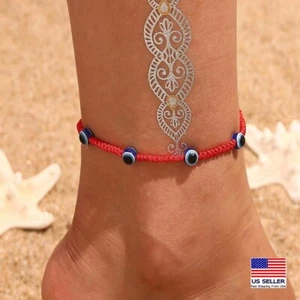 Fashion Women Anklet Retro Evil Eye Lucky Protect Red Weave Ankle Jewelry 1926 - Picture 1 of 3